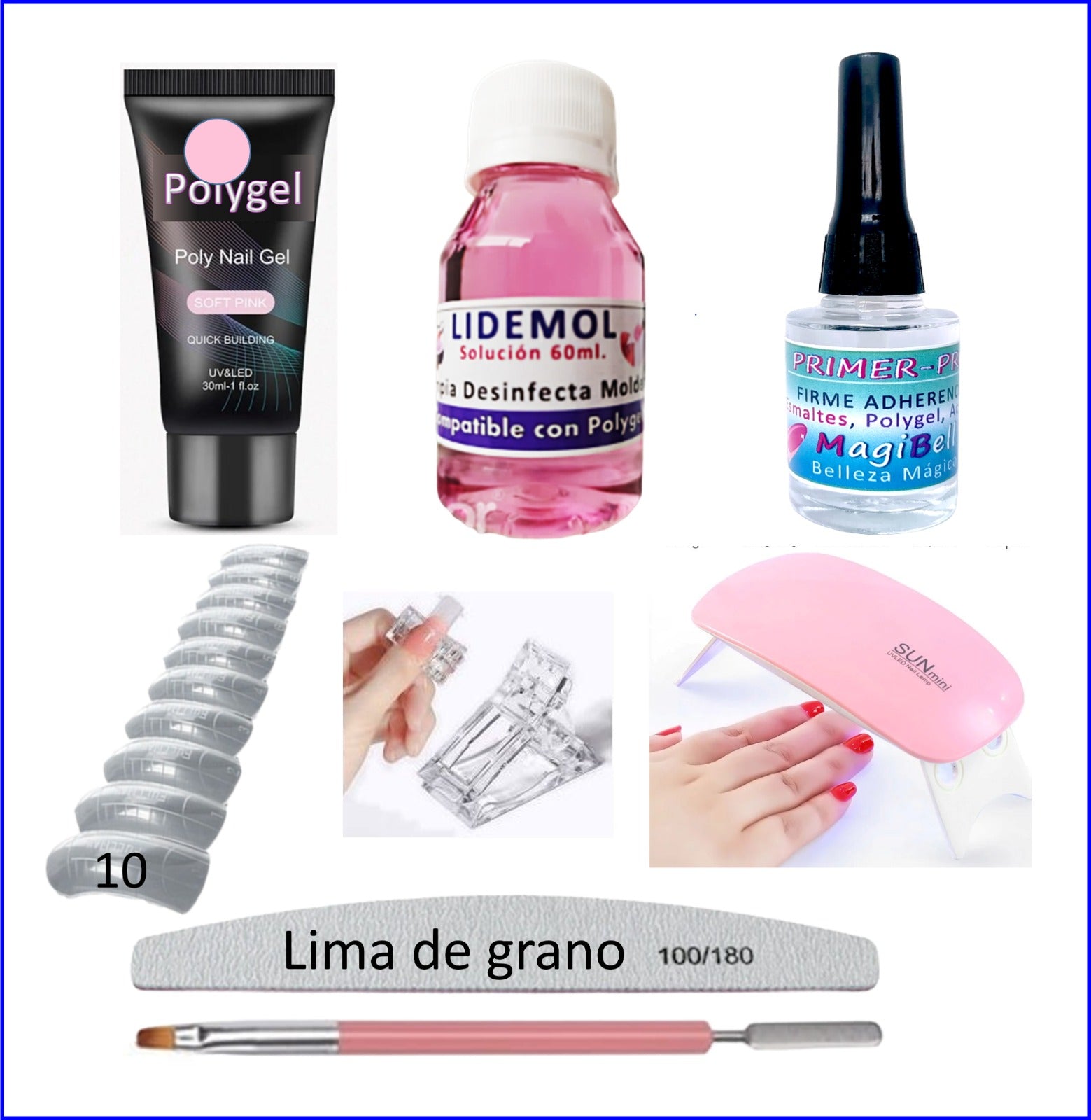 Kit Completo de Uñas en Polygel + Lámpara UV LED de Regalo 🎁