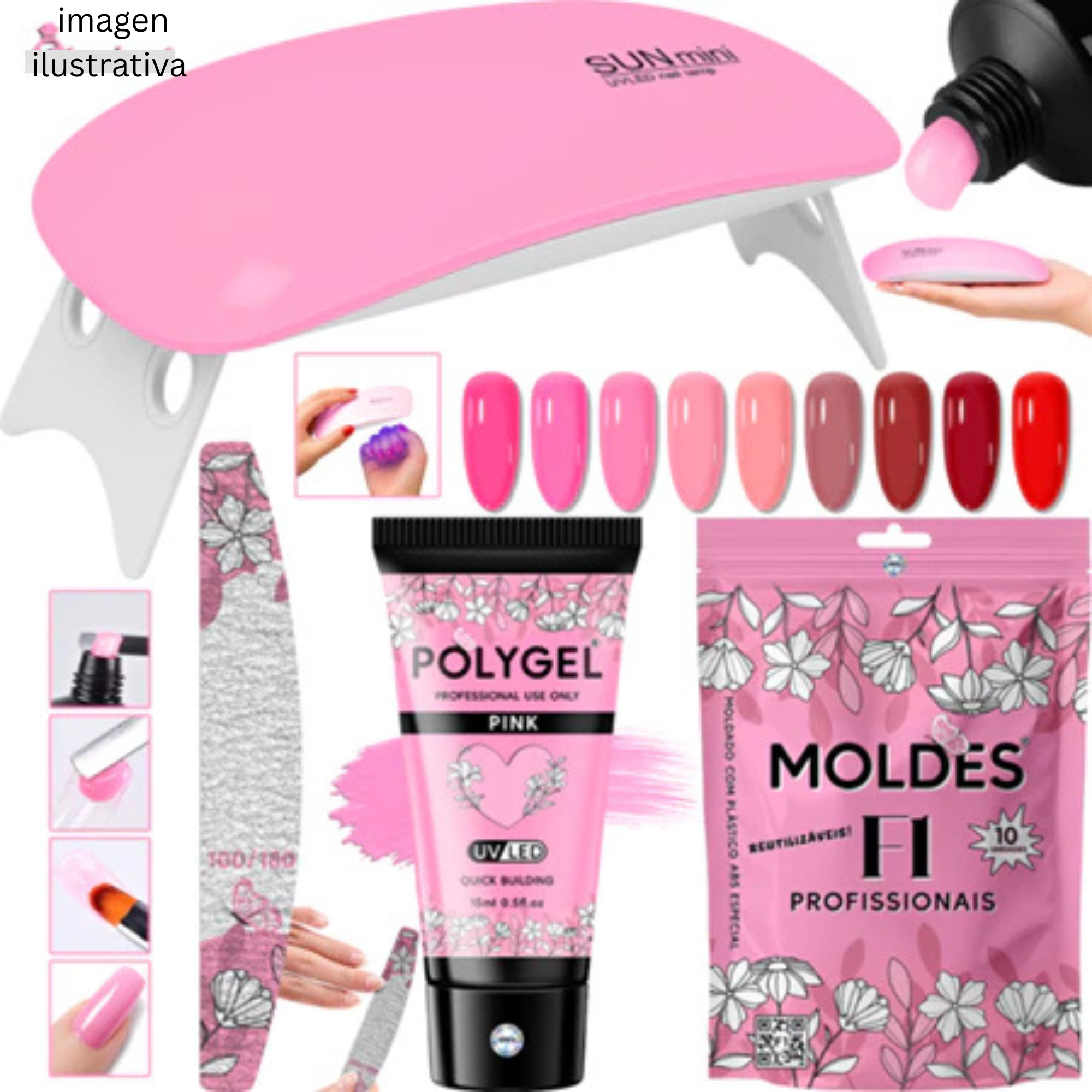 Kit Completo de Uñas en Polygel + Lámpara UV LED de Regalo 🎁
